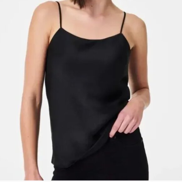 SPANX Reversible Cami Black Crepe Satin Tank Top Size Medium - Picture 1 of 7